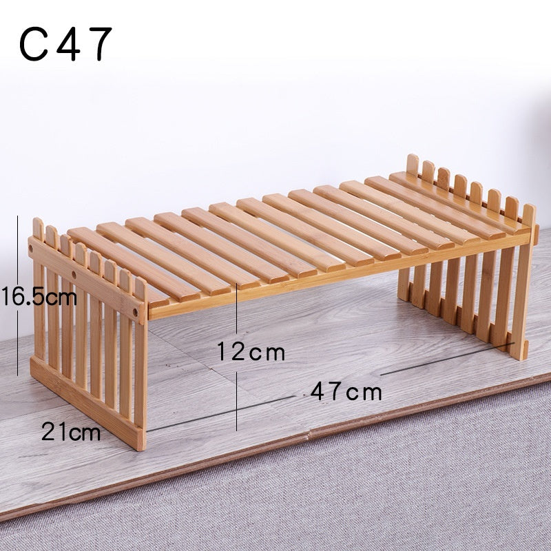 Multi-layer Solid Wood Small Flower Stand Office Desk Surface Panel Bamboo Plant Simplicity Succulent Pot Frame Balcony Storage