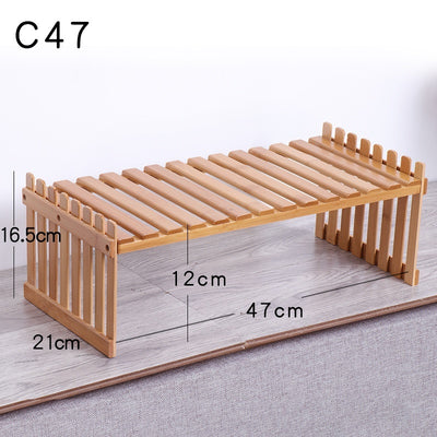 Multi-layer Solid Wood Small Flower Stand Office Desk Surface Panel Bamboo Plant Simplicity Succulent Pot Frame Balcony Storage