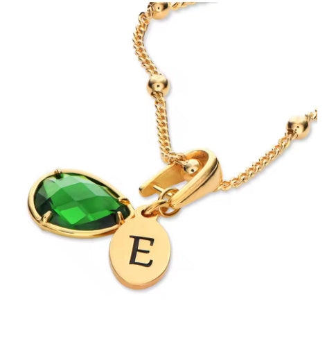 Customized Name Pendant Personalization Birthstone Initials Drop Necklace