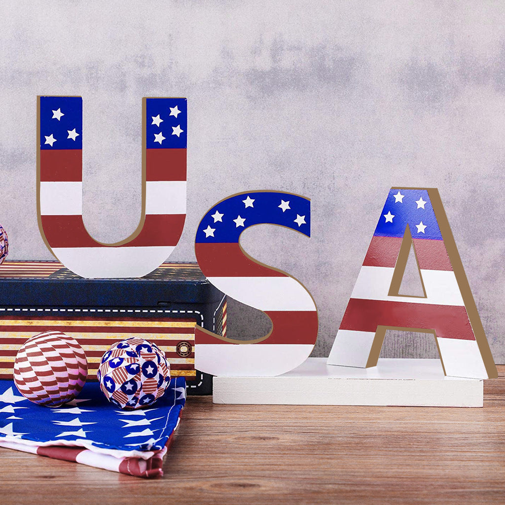 Independence Day English Letter Rectangle Wooden Craftwork