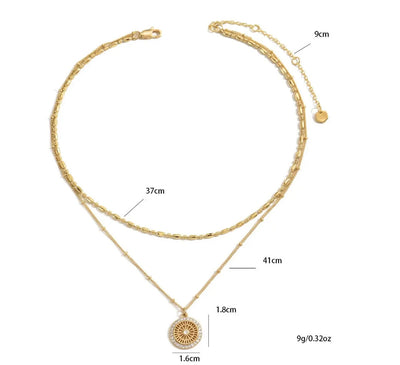 Chain Paired With Crystal Medal Pendant