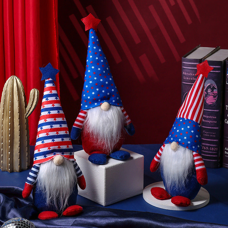 Independence Day Five-pointed Star Faceless Doll Elderly Plush Doll Ornaments
