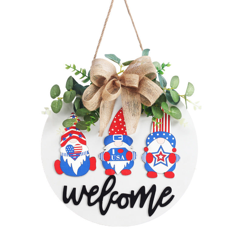 American Independence Day Decorations Home Furnishing Faceless Elderly Wooden Garland Door Hanger