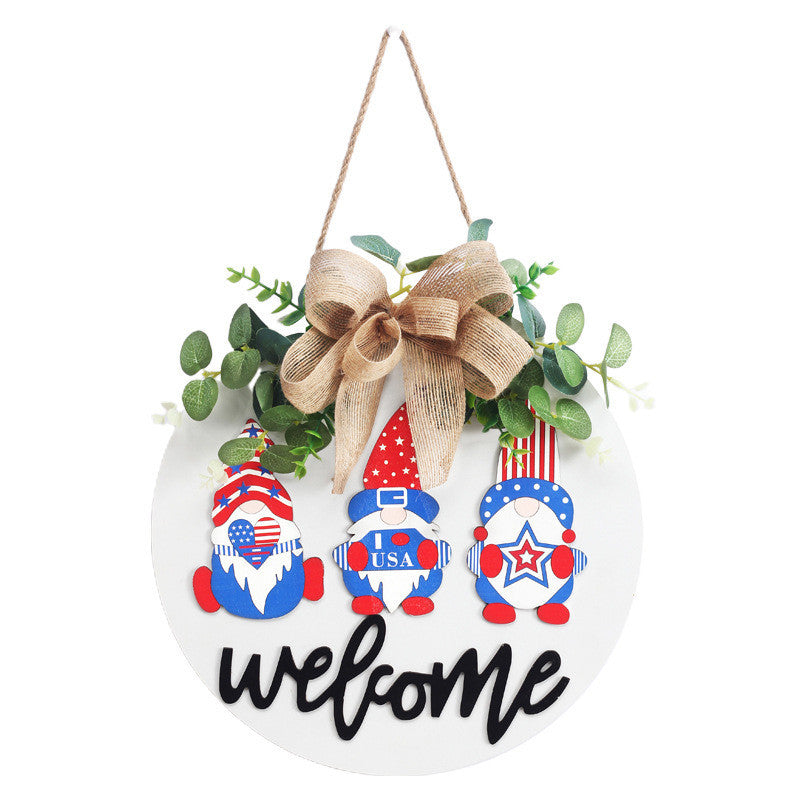 American Independence Day Decorations Home Furnishing Faceless Elderly Wooden Garland Door Hanger