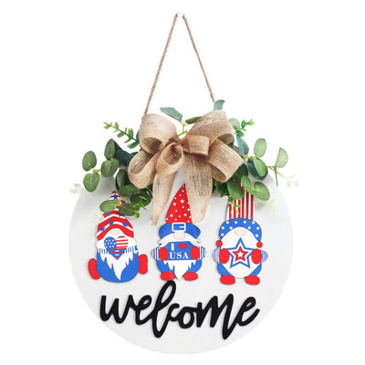 American Independence Day Decorations Home Furnishing Faceless Elderly Wooden Garland Door Hanger