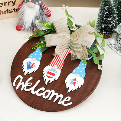American Independence Day Decorations Home Furnishing Faceless Elderly Wooden Garland Door Hanger