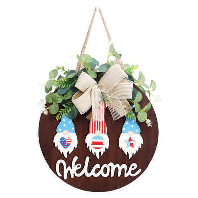 American Independence Day Decorations Home Furnishing Faceless Elderly Wooden Garland Door Hanger