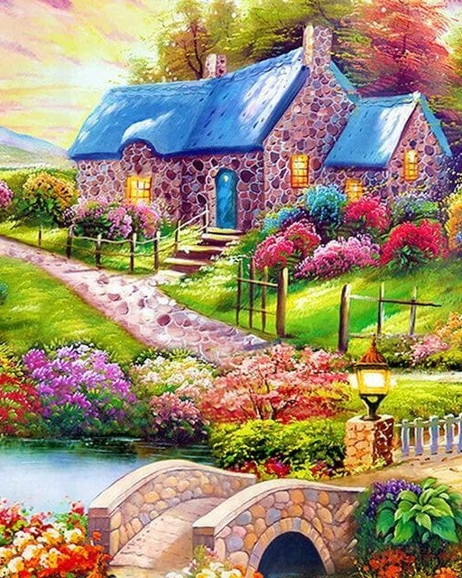 Adult Digital Oil Painting Frame, Picture Frame, Rural Landscape