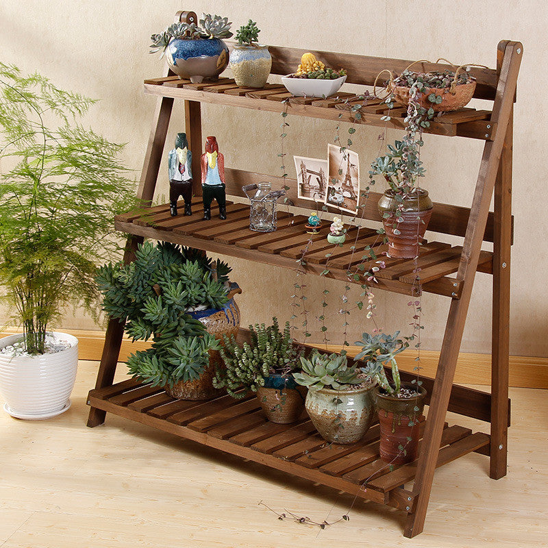 Shipping Solid Wood Desktop Flower Stand Office Window Sill Table Mini Storage Rack Combination Potted Plant Stand