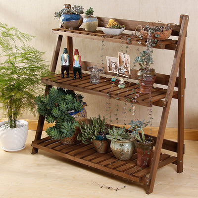 Shipping Solid Wood Desktop Flower Stand Office Window Sill Table Mini Storage Rack Combination Potted Plant Stand