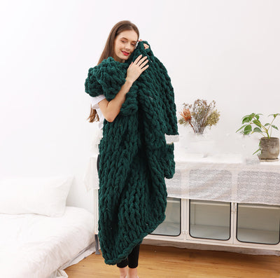 Ins New Handmade Thick Wool Knitted Blanket Chenille Knitted Blanket Wool Blanket Sofa Cover Blanket