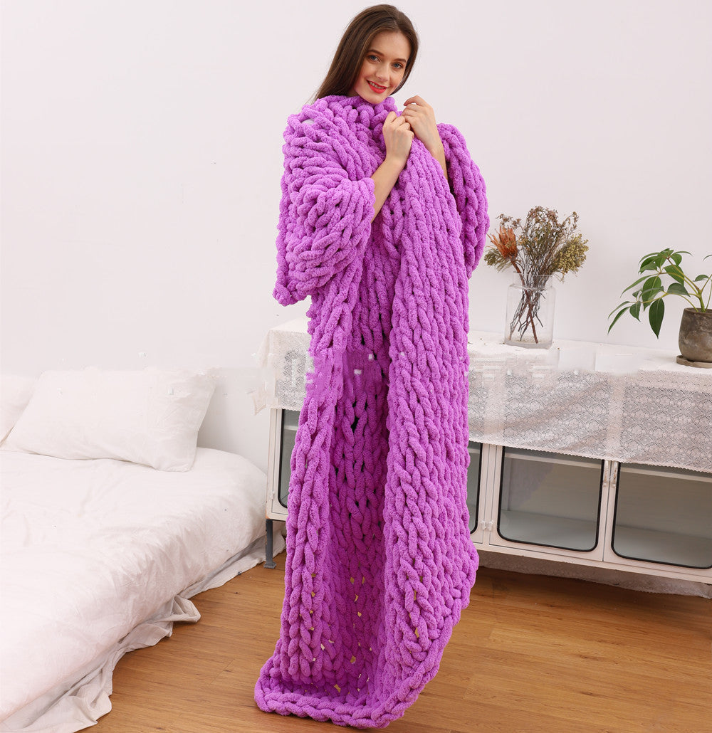 Ins New Handmade Thick Wool Knitted Blanket Chenille Knitted Blanket Wool Blanket Sofa Cover Blanket