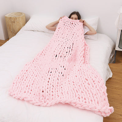 Ins New Handmade Thick Wool Knitted Blanket Chenille Knitted Blanket Wool Blanket Sofa Cover Blanket
