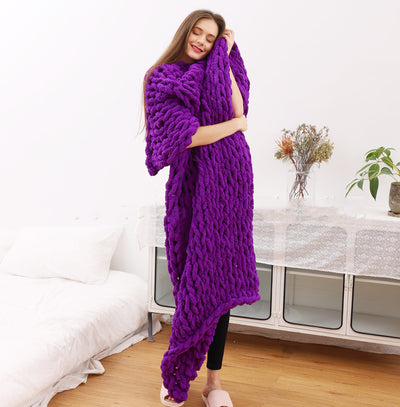 Ins New Handmade Thick Wool Knitted Blanket Chenille Knitted Blanket Wool Blanket Sofa Cover Blanket