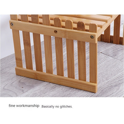Multi-layer Solid Wood Small Flower Stand Office Desk Surface Panel Bamboo Plant Simplicity Succulent Pot Frame Balcony Storage