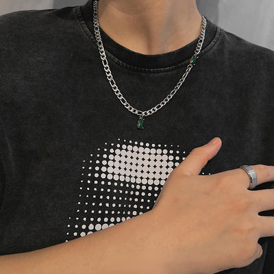 Special-interest Design Emerald Zircon Stitching Light Luxury Necklace