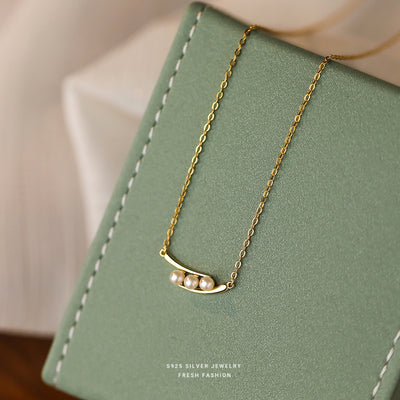 S925 Sterling Silver Pea Pod Pearl Necklace For Women