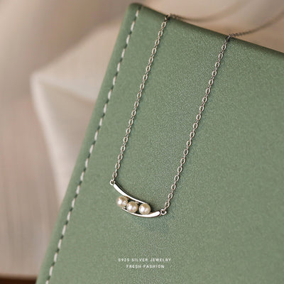 S925 Sterling Silver Pea Pod Pearl Necklace For Women