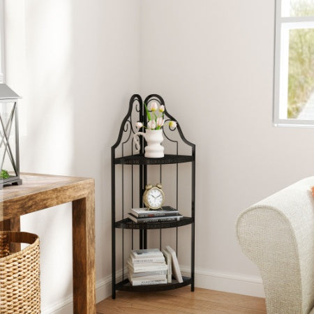 3-Tier Corner Open Shelf,Bookcase Freestanding Shelving Unit,Plant Stand Small Bookshelf For Living Room, Home Office, Kitchen, Small Space