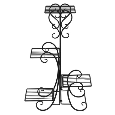 Square Potted Slot, Metal Plant Stand - Black