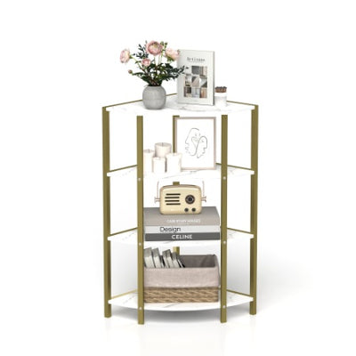 4-Tier Corner Open Shelf,Bookcase Freestanding Shelving Unit,Plant Stand Small Bookshelf For Living Room, Home Office, Kitchen, Small Space
