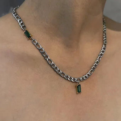 Special-interest Design Emerald Zircon Stitching Light Luxury Necklace