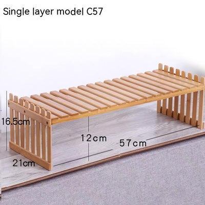 Multi-layer Solid Wood Small Flower Stand Office Desk Surface Panel Bamboo Plant Simplicity Succulent Pot Frame Balcony Storage