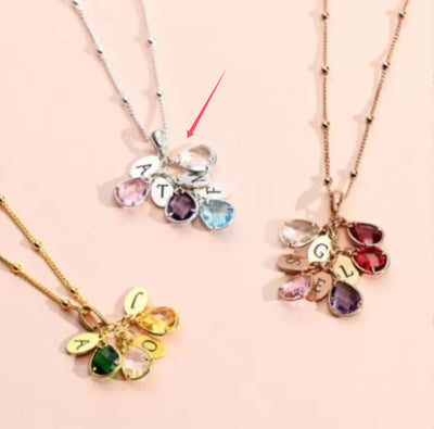 Customized Name Pendant Personalization Birthstone Initials Drop Necklace
