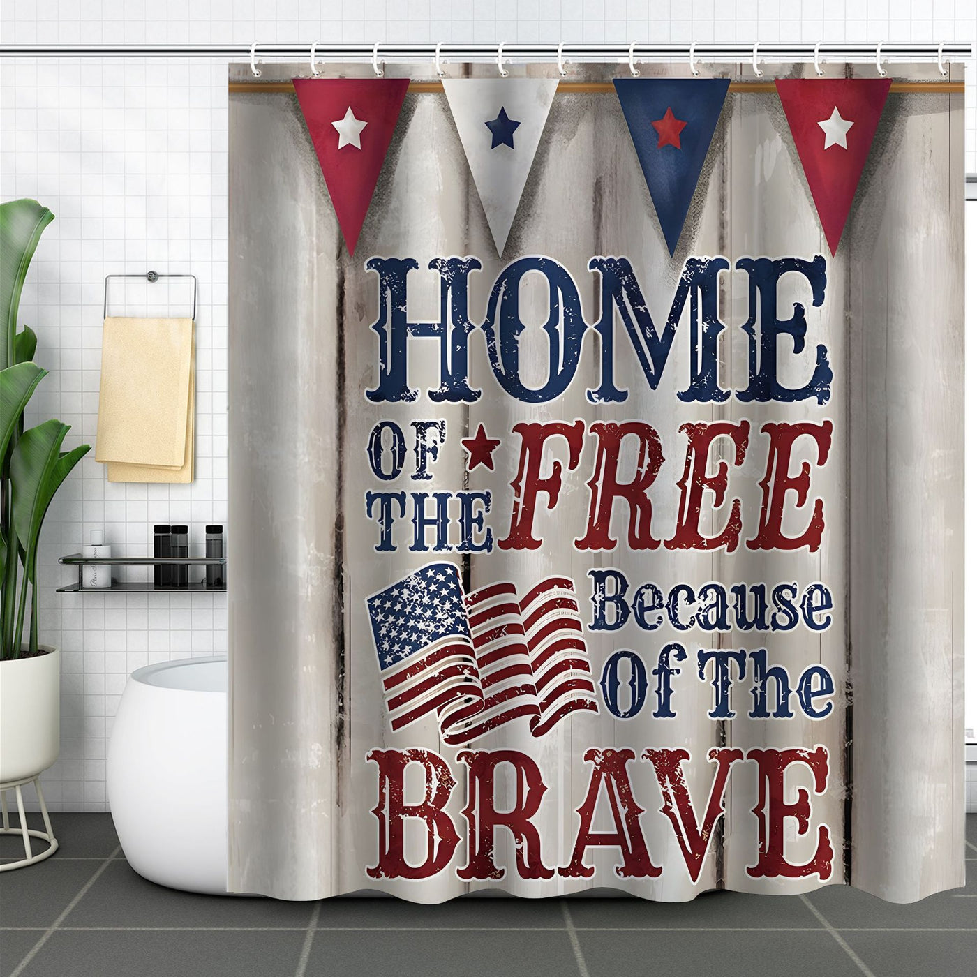 Independence Day Shower Curtain Bathroom Partition Punch-free