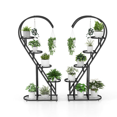 5 Tier Metal Plant Stand With Hanging Hook For Multiple Plants