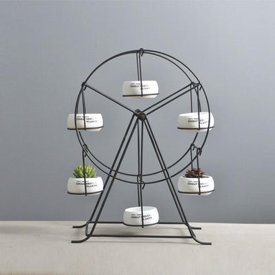 Ferris Wheel-stand with 6 Cement Succulent Plant Pots