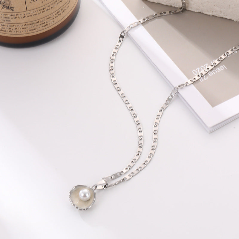 Fashion Shell Pearl Necklace Entry Lux Elegant