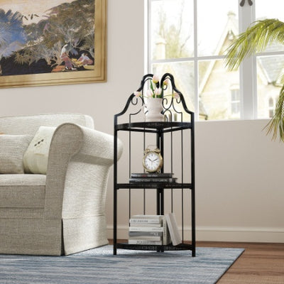 3-Tier Corner Open Shelf,Bookcase Freestanding Shelving Unit,Plant Stand Small Bookshelf For Living Room, Home Office, Kitchen, Small Space