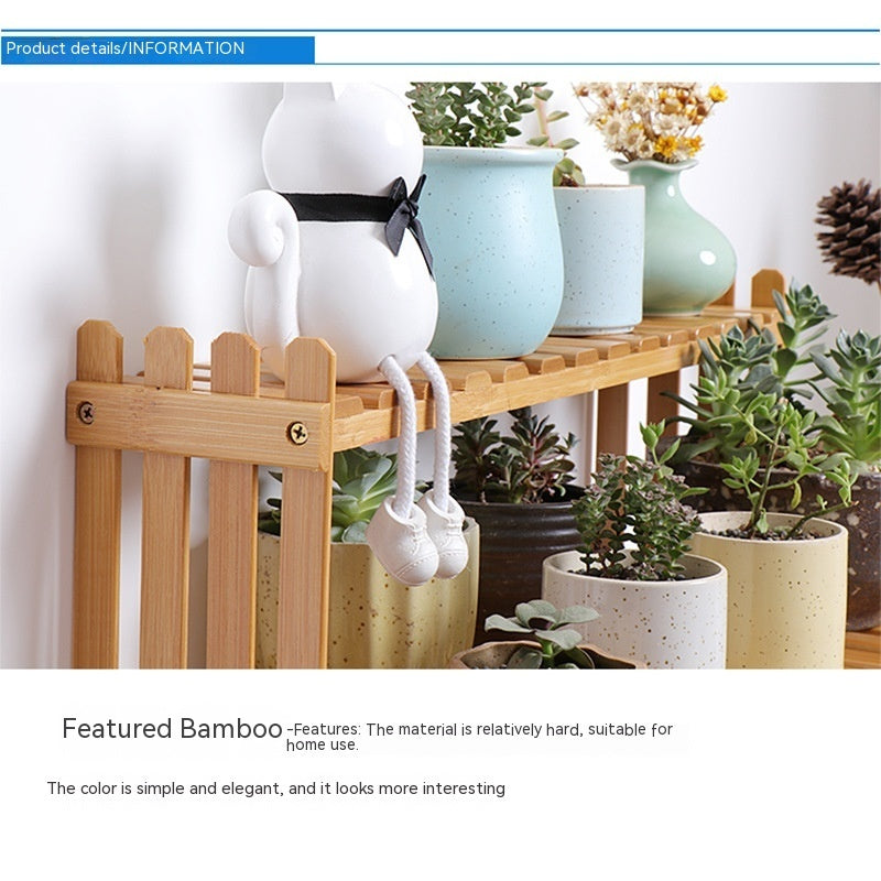 Multi-layer Solid Wood Small Flower Stand Office Desk Surface Panel Bamboo Plant Simplicity Succulent Pot Frame Balcony Storage