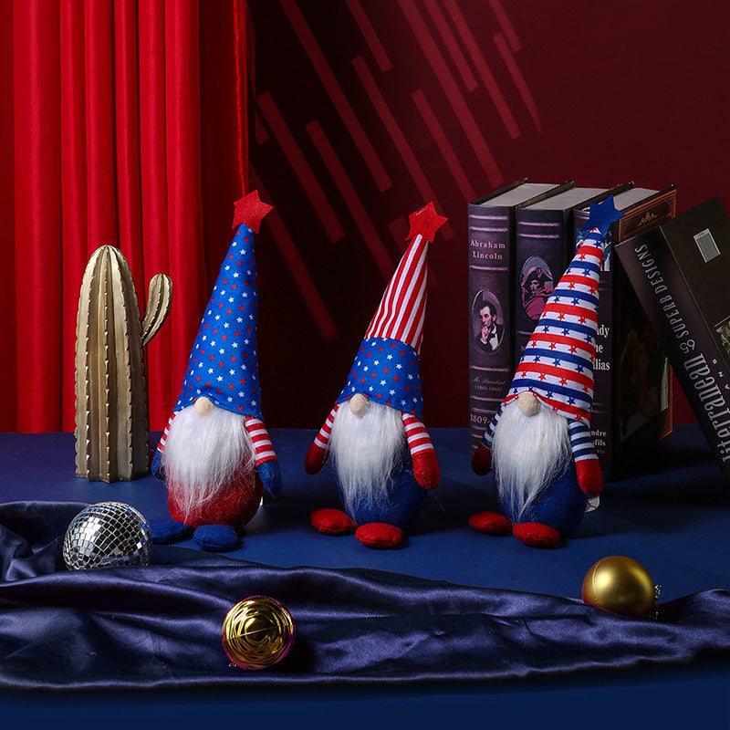 Independence Day Five-pointed Star Faceless Doll Elderly Plush Doll Ornaments
