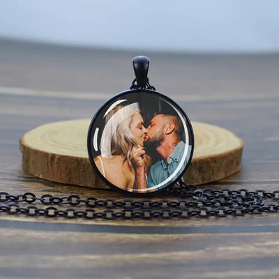 Commemorative Heat Transfer Disc Shaped Photo Frame Pendant Necklace