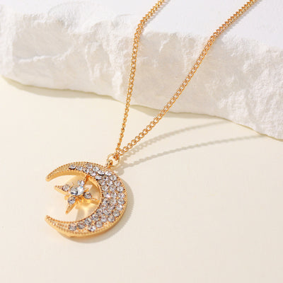 Niche Design Star Moon Inlaid Pendant Necklace For Women