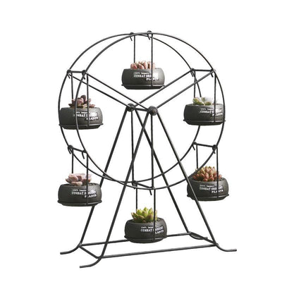 Ferris Wheel-stand with 6 Cement Succulent Plant Pots