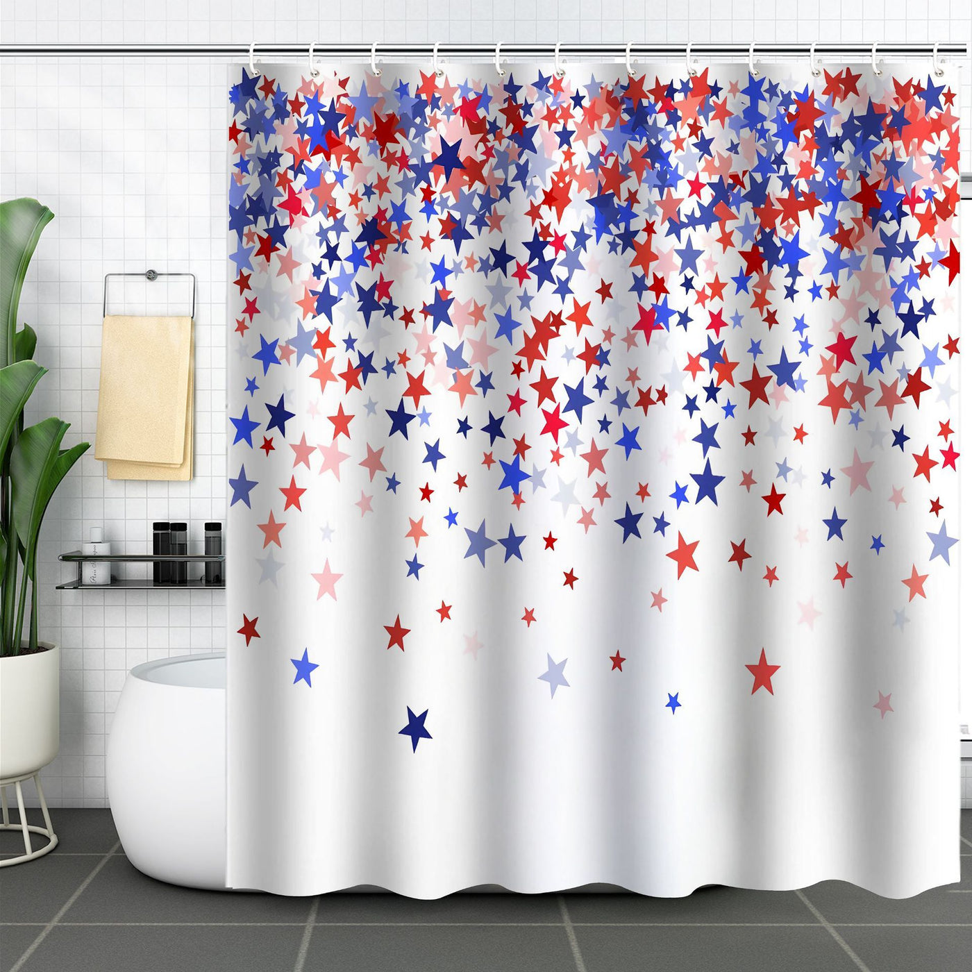 Independence Day Shower Curtain Bathroom Partition Punch-free