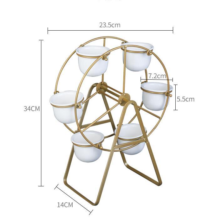 Ferris Wheel-stand with 6 Cement Succulent Plant Pots