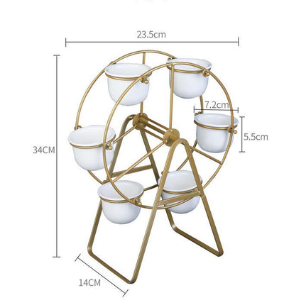Ferris Wheel-stand with 6 Cement Succulent Plant Pots