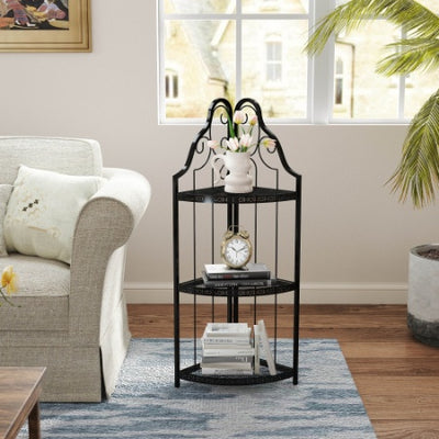 3-Tier Corner Open Shelf,Bookcase Freestanding Shelving Unit,Plant Stand Small Bookshelf For Living Room, Home Office, Kitchen, Small Space