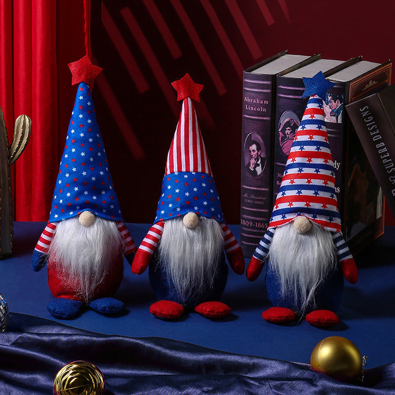 Independence Day Five-pointed Star Faceless Doll Elderly Plush Doll Ornaments