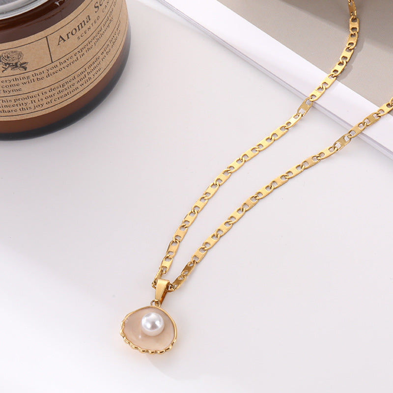 Fashion Shell Pearl Necklace Entry Lux Elegant