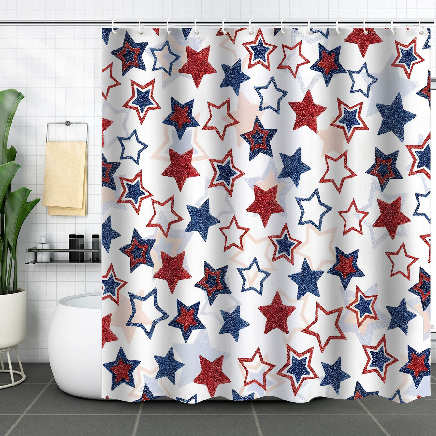 Independence Day Shower Curtain Bathroom Partition Punch-free