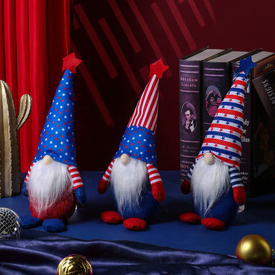 Independence Day Five-pointed Star Faceless Doll Elderly Plush Doll Ornaments