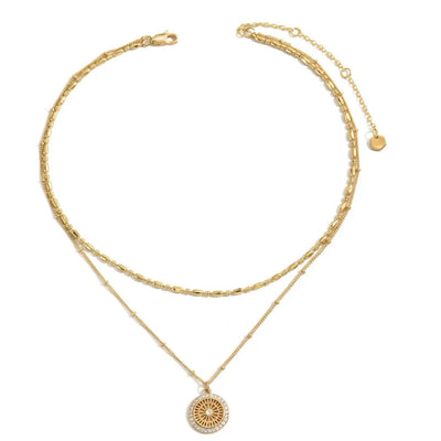 Chain Paired With Crystal Medal Pendant