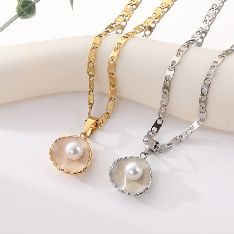 Fashion Shell Pearl Necklace Entry Lux Elegant