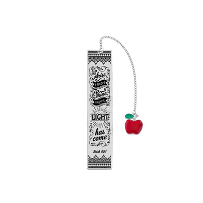 Engraved Bible Verse Stainless Steel Pendant Bookmark Red Apple Tassel Book Marks For Student Teachers Day Gifts