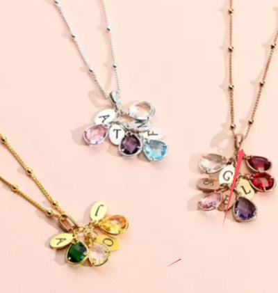 Customized Name Pendant Personalization Birthstone Initials Drop Necklace